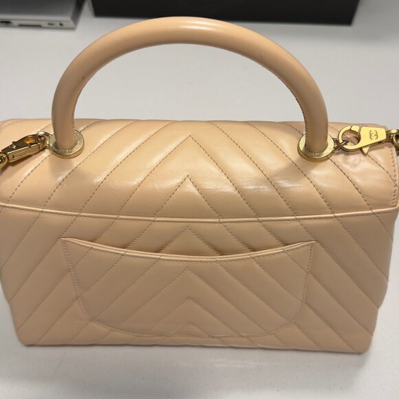 Channel Caviar Quilted Small Coco Handle Flap Beige - Picture 3 of 6